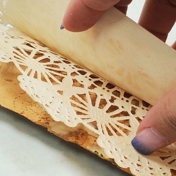 Handmade Lace Card with Die Cut Cupid and Frame Valentines Day Vintage - Picture 10 of 12